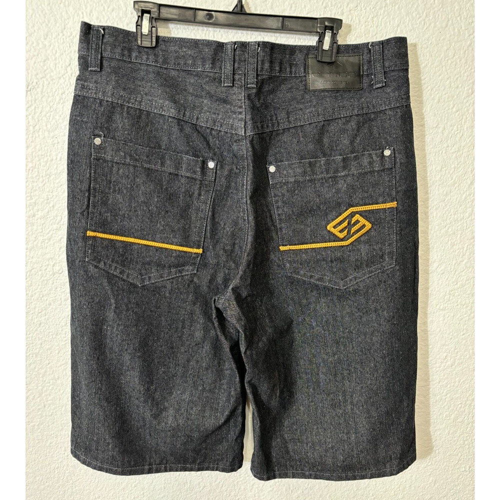 Enyce Sean Combs Shorts Mens 38 Denim Embroidered Jean Jorts Hip Hop Baggy Diddy